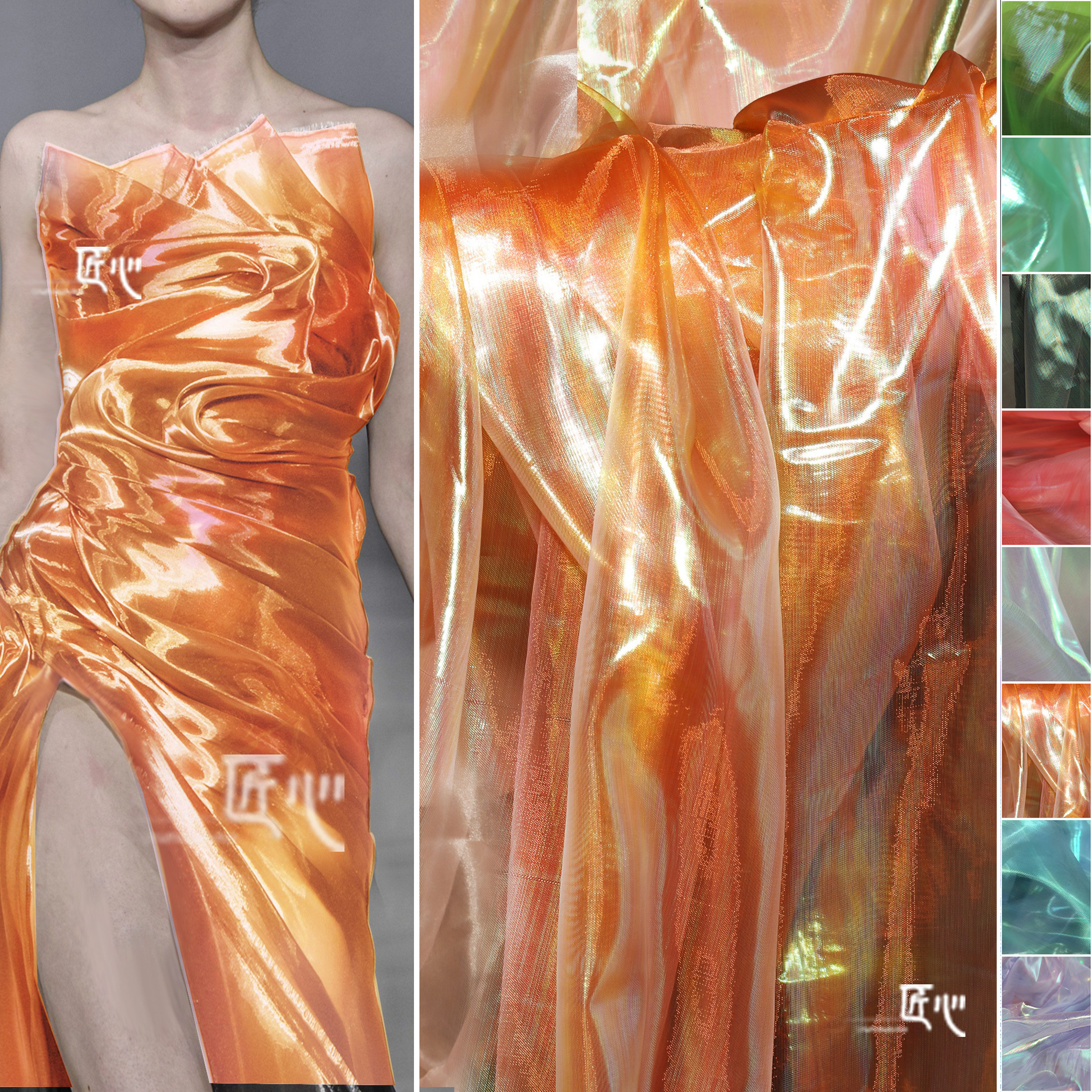 幻彩欧根纱匠心设计师礼服橘色
