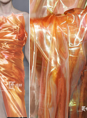 幻彩欧根纱匠心设计师礼服橘色