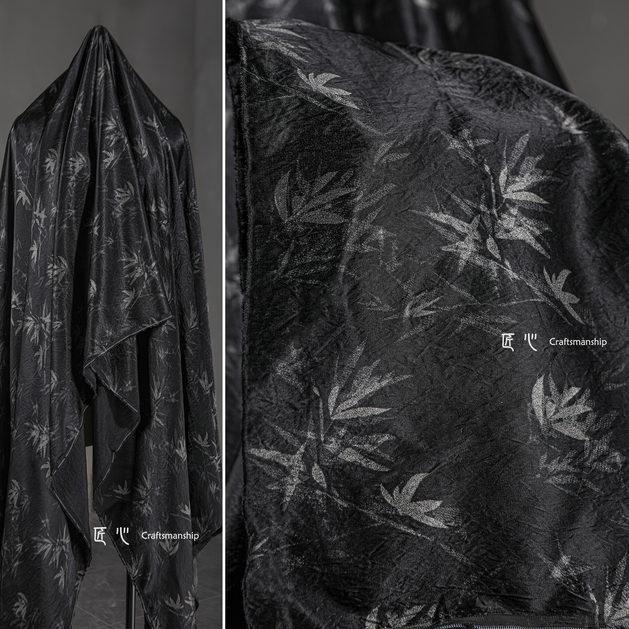 匠心醋酸服装竹纹垂顺连衣裙