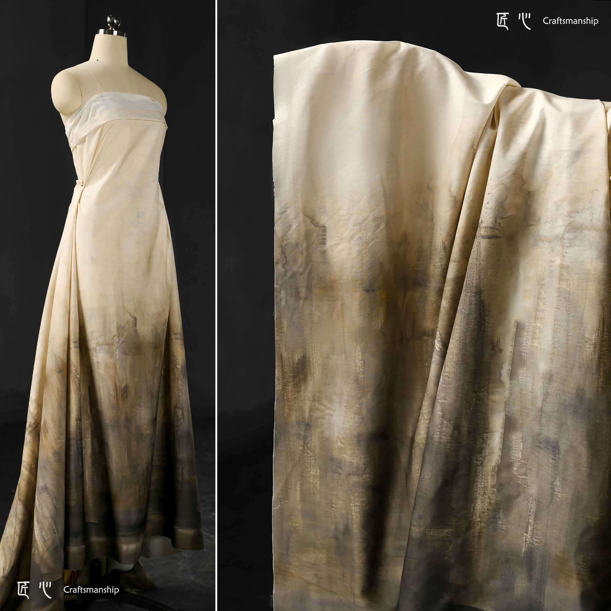 匠心原创笔刷手绘褐色渐变做旧布