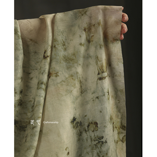 绿色 花树提花草木染 绣花扎染布连衣裙裤衬衫开衫服装设计师面料