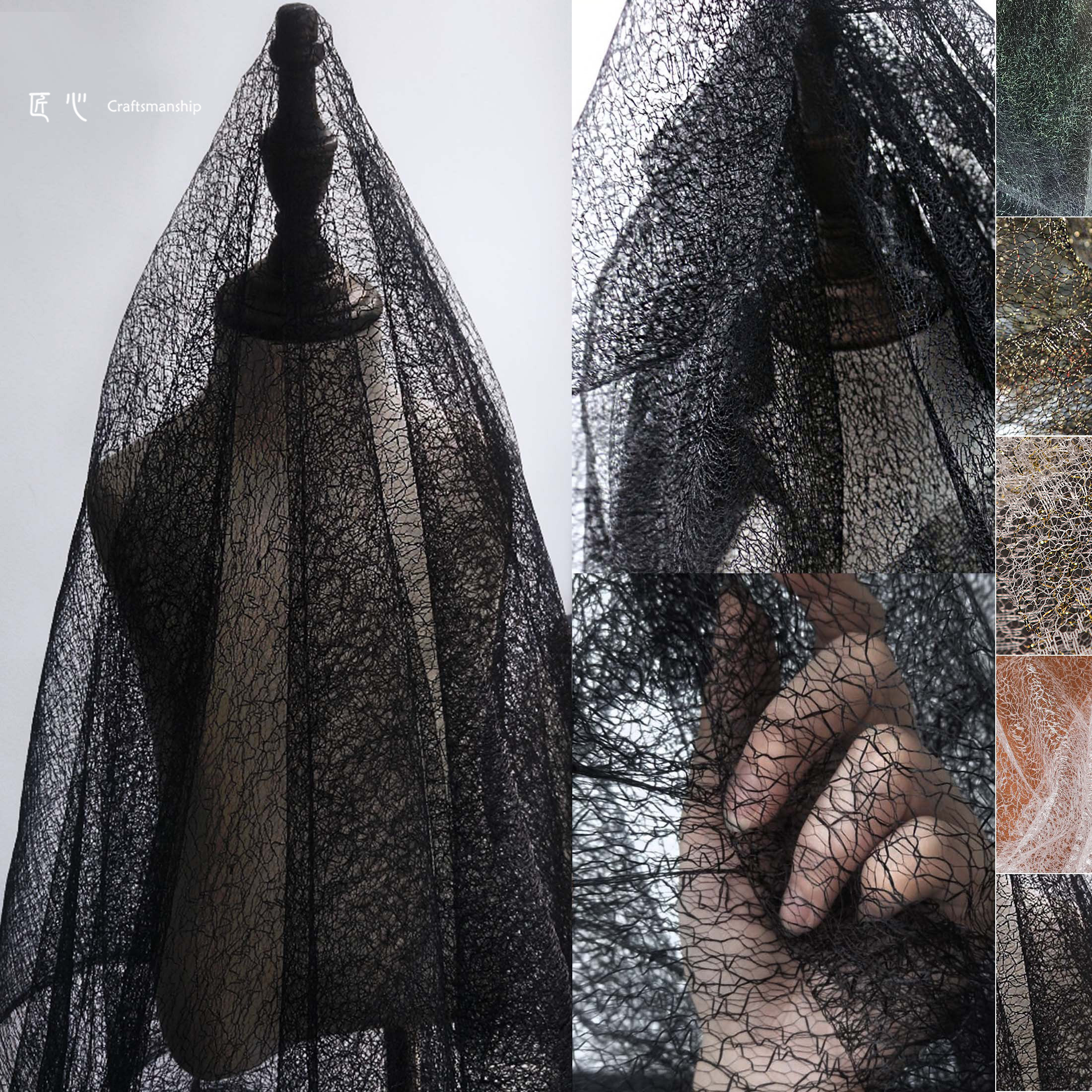 黑色肌理原创不规则茧 镂空网纱网布透视蕾丝礼服布料设计师面料,居家布艺,海绵垫/布料/面料/手工diy,淘宝优惠券,粉丝福利购,淘宝优惠卷