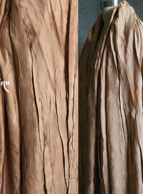 树木竖纹百折压褶 特殊褶皱布光泽丝缎三zhai一生服装设计师面料