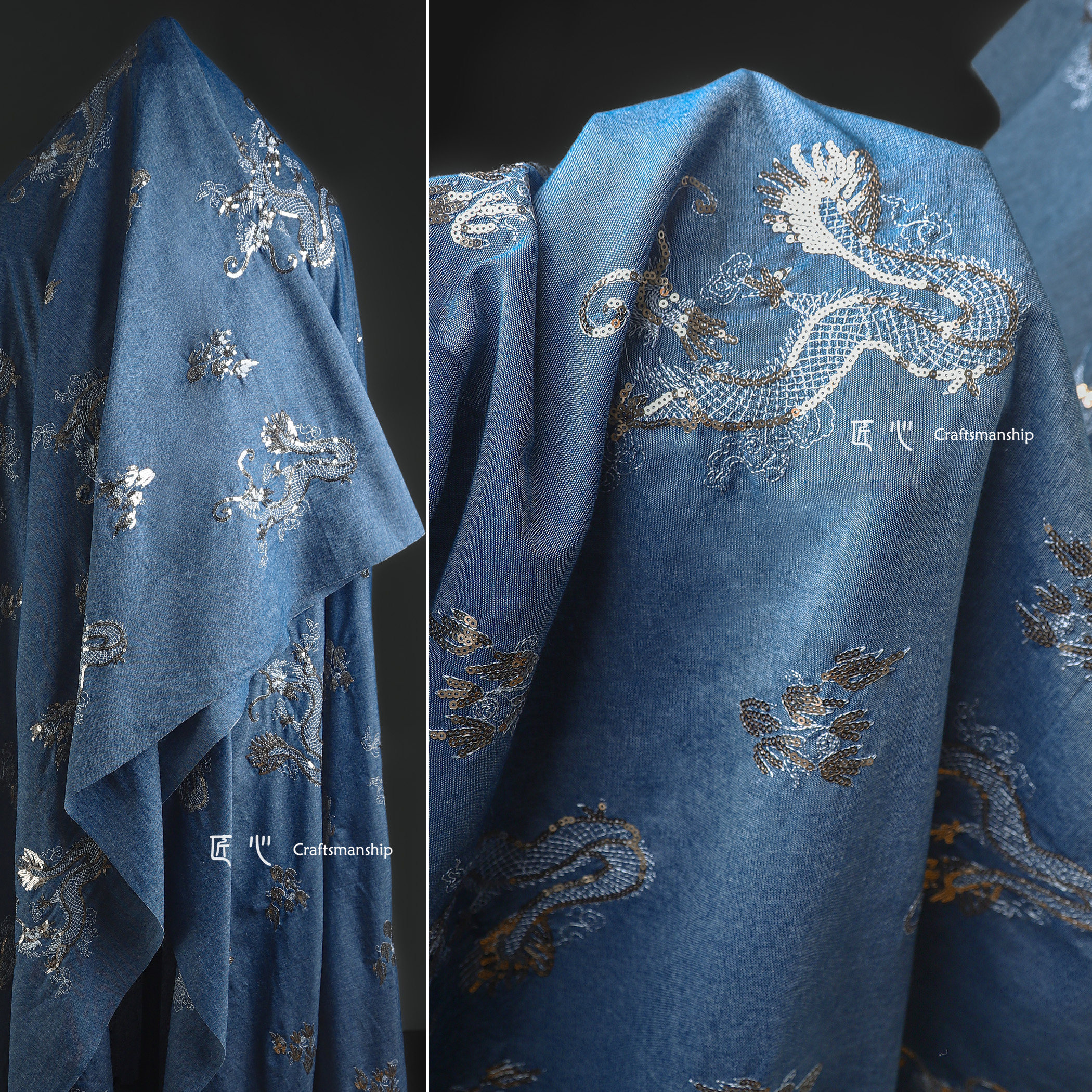 匠心手工刺绣牛仔服装设计师面料图片