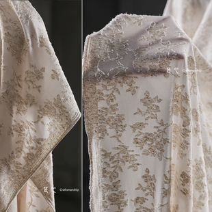 素净花影棉麻剪花流苏肌理针织布料 文艺破烂禅意diy服装设计面料