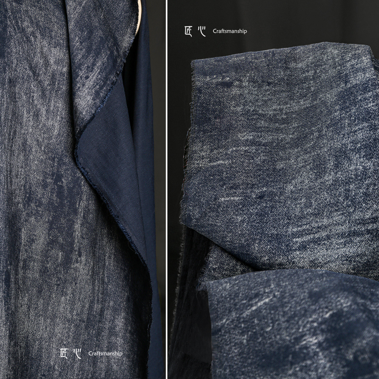 深蓝斑驳做旧棉麻炒色复古布料渐变颗粒纹理裙子衬衫服装设计面料,居家布艺,海绵垫/布料/面料/手工diy,淘宝优惠券,粉丝福利购,淘宝优惠卷