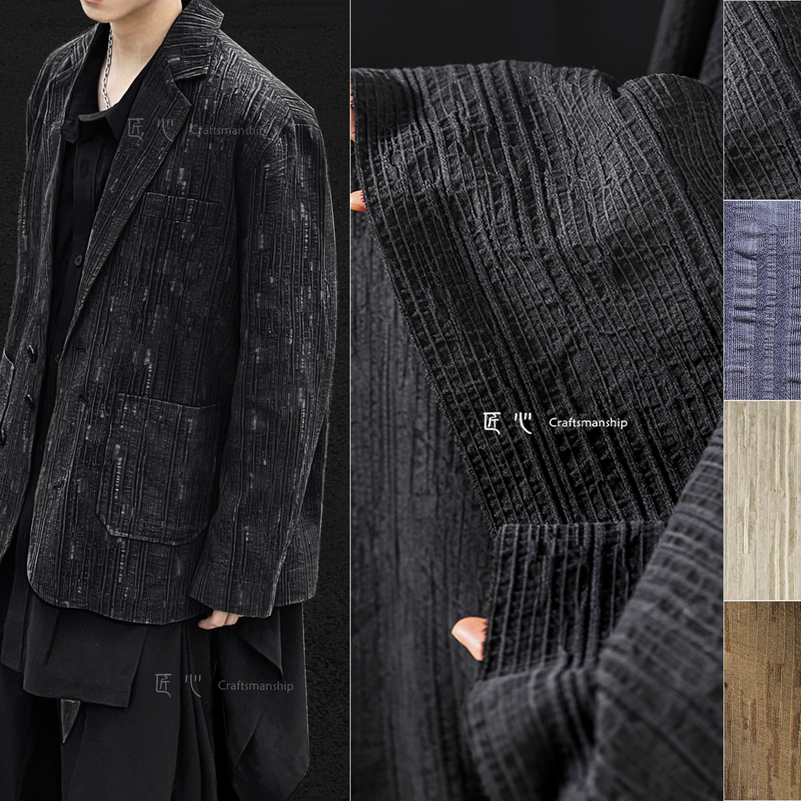 黑色提花面料布料匠心棉麻天然