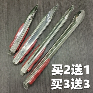買3送3加厚不銹鋼食品夾燒烤夾子食物防燙面包夾無磁19寸涼菜烘焙