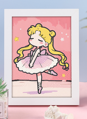 2026新款钻石画女生diy手工玩具儿童钻石贴画ins高颜值粘贴画带框