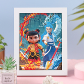 哪吒周边钻石画儿童手工diy材料包钻石贴画卡通相框摆台益智玩具
