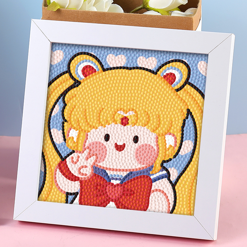 2025新款钻石画美少女战士儿童女孩手工diy钻石贴画可爱卡通带框