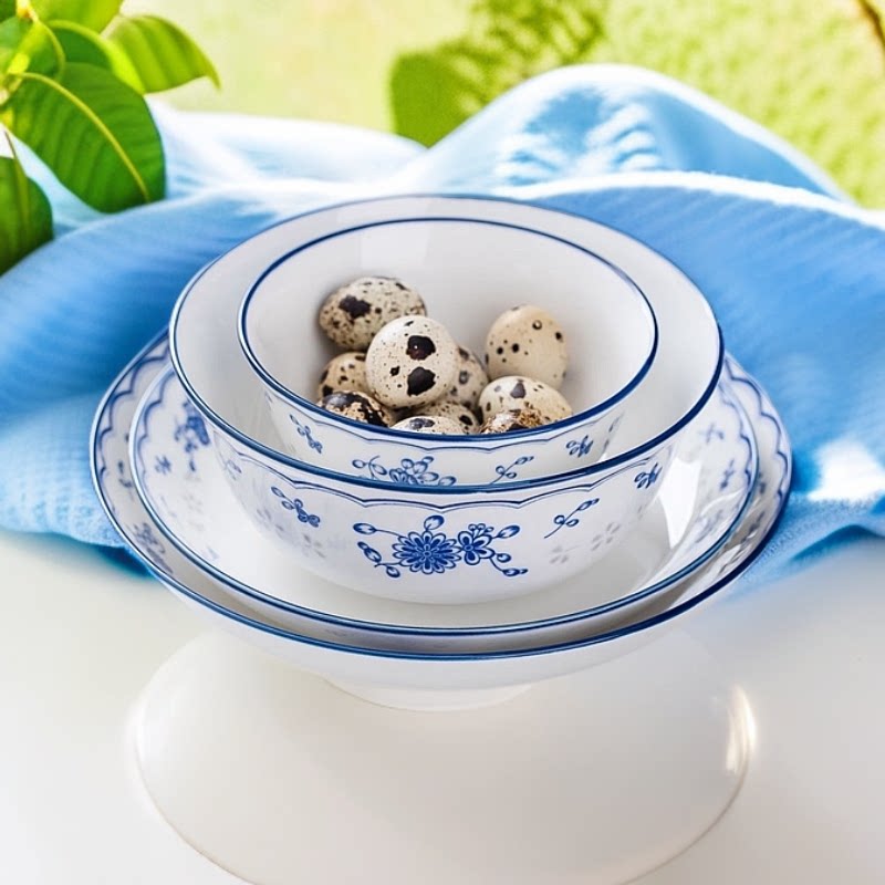 兰蝴蝶6英寸面碗泡面碗陶瓷简约欧式家用创意釉下彩大号吃饭碗