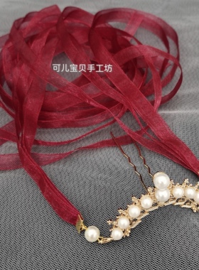 古典汉服后压发带雪纱仙女