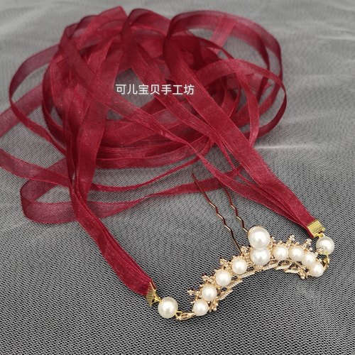 古典汉服后压发带雪纱仙女