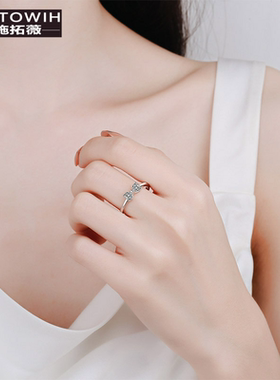 ECETOWIHS925纯银戒指女全莫桑石