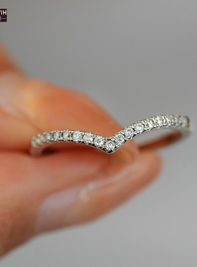 ECETOWIH新款石戒指V字型单排戒