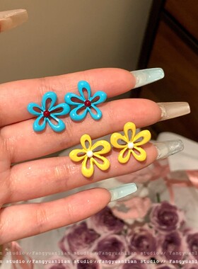 DESIWCEN德斯琛彩色气质蓝色耳钉
