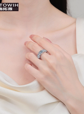 ECETOWIHS925纯银莫桑石戒指女长