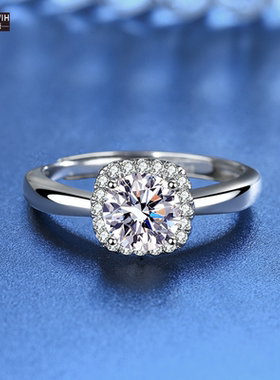 ECETOWIH光面方糖莫桑石开口戒指