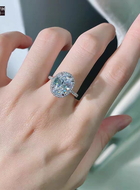 ECETOWIH新款鸽子蛋钻戒纯银椭