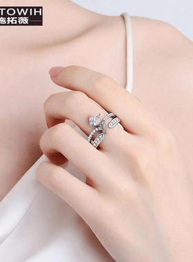 ECETOWIHS925纯银公主皇冠戒指女