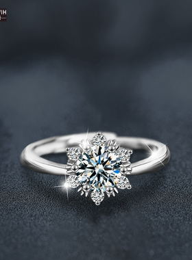 ECETOWIH莫桑钻S925纯银戒指女小