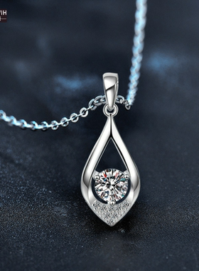 ECETOWIH新款莫桑石纯银水滴项链