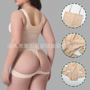 连体衣排扣收腹露臀裤 高腰弹力束身衣跨境吊带衣紧身束腰性感紧身