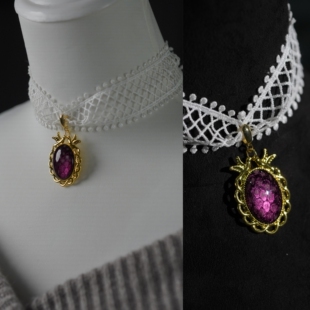 法式浪漫蕾丝choker蛇皮吊坠原创手工水晶锁骨链小众设计颈环优雅