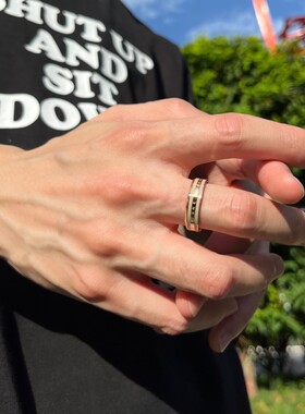 欧美大码闭口戒指男冷淡风ins个性宽戒子小众钛钢高级感男戒潮牌