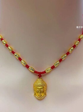 新款网红不掉色流行饰品原创手工编织佛头挂坠项链情侣闺蜜礼物