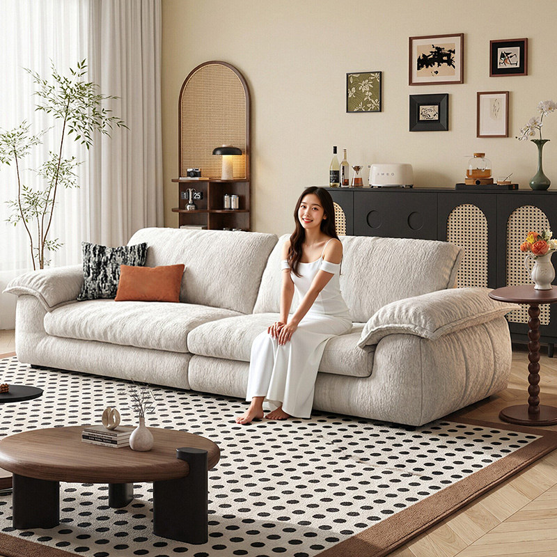 KIXOON 雪尼尔绒布艺沙发可全拆洗复古风2026新款客厅直排三人位