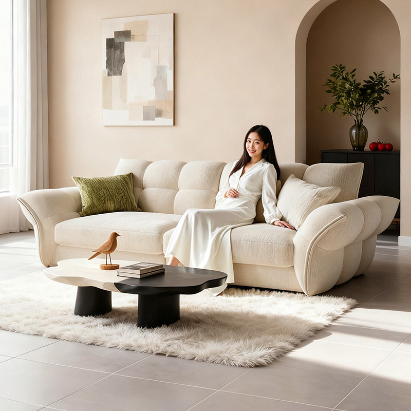 雪尼尔绒百合可全拆洗法式奶油风