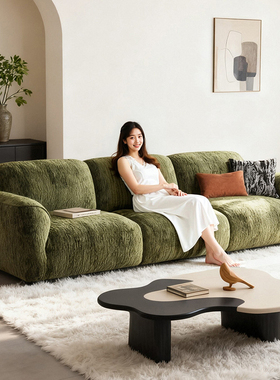 格兰德沙发可全拆洗雪尼尔绒可调节靠背布艺沙发2025新款绿色沙发