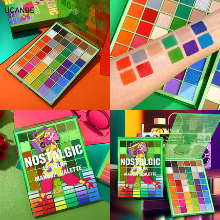 ucanbe彩色眼影盘48色多色玩妆眼影蓝色薄荷绿色儿童舞台妆化妆师