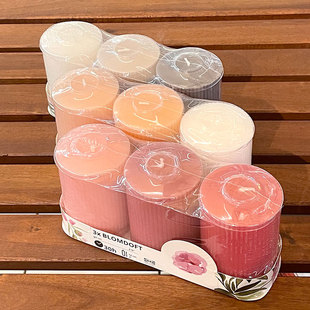 宜家布鲁姆多夫特阔形蜡烛3个装烛光晚餐香薰蜡烛无烟浪漫婚礼