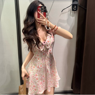 印花连衣裙2785039 甜美碎花小圆翻领泡泡袖 644 新款 ZA春季