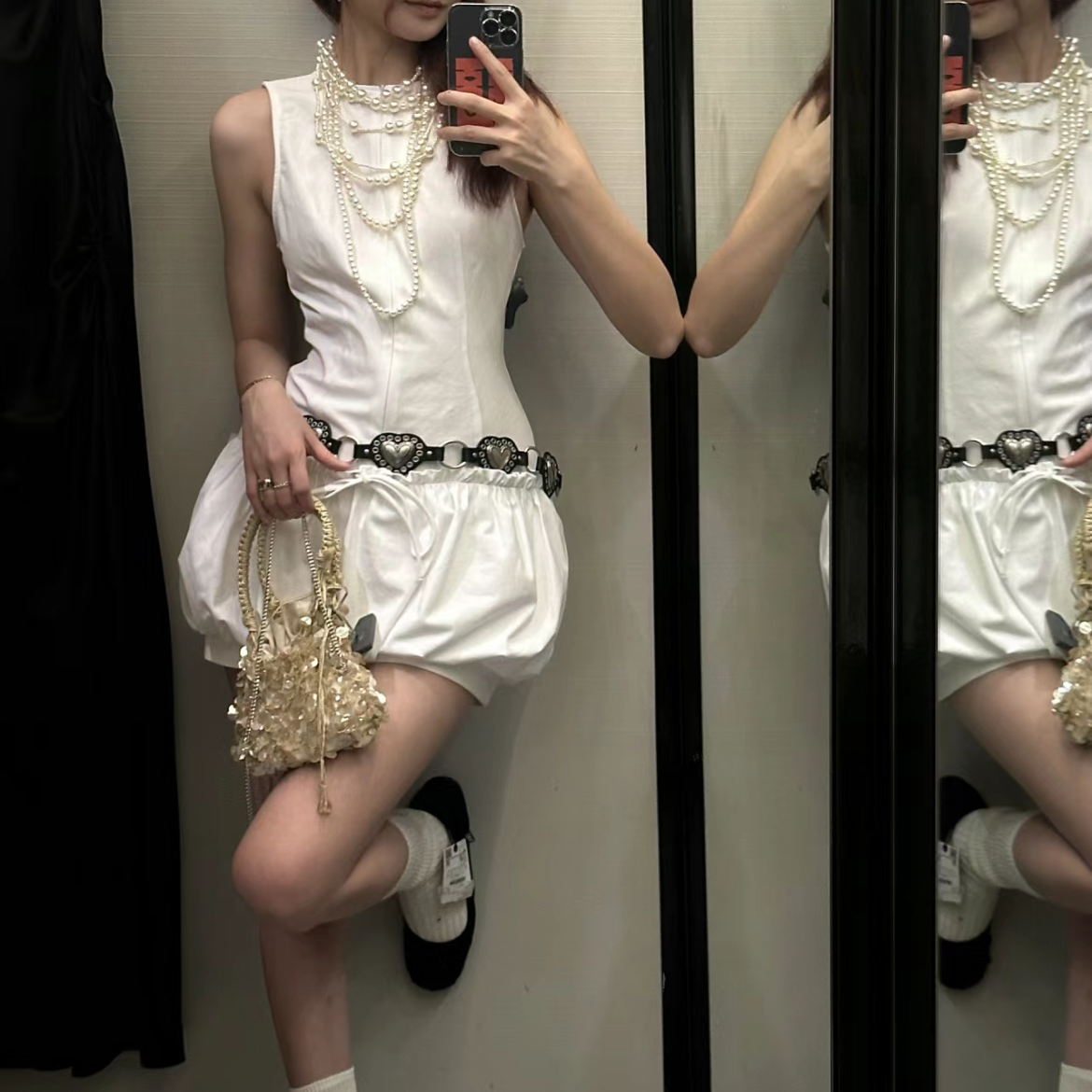 ZA春季新款女装洋气气球式裙摆连体裤式连衣裙3152319250