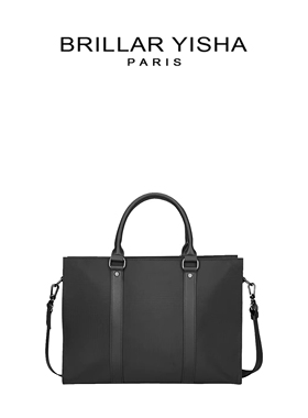 BRILLAR YISHA男士商务手提包黑色公文通勤包时尚电脑包新款潮