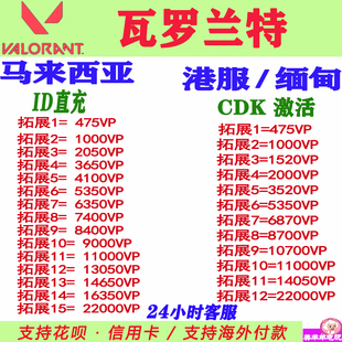 瓦罗兰特充值马来西亚缅甸香港服valorant充值瓦洛兰特vp点卷