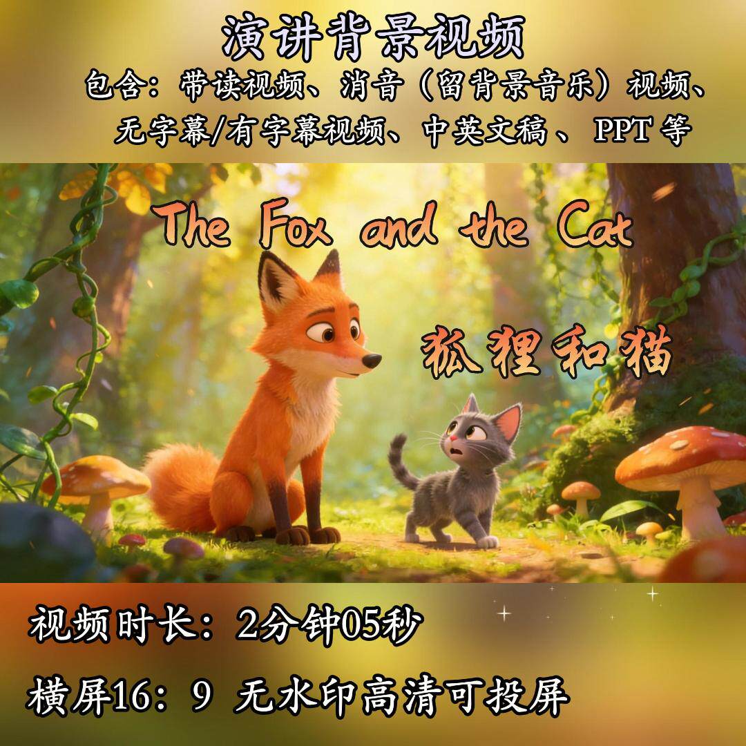 The Fox and the Cat 狐狸和猫儿童英语绘本演讲视频PPT儿童英语