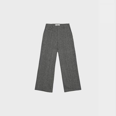 haag羊毛自然腰直筒裤休闲