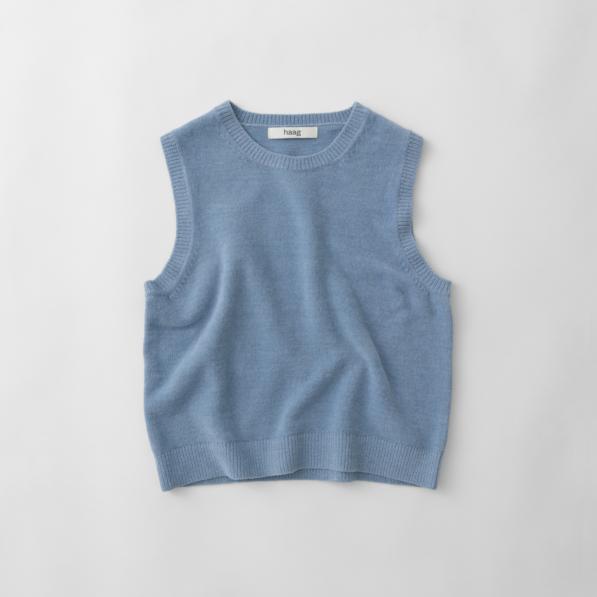 Haag100%山羊绒圆领针织衫背心