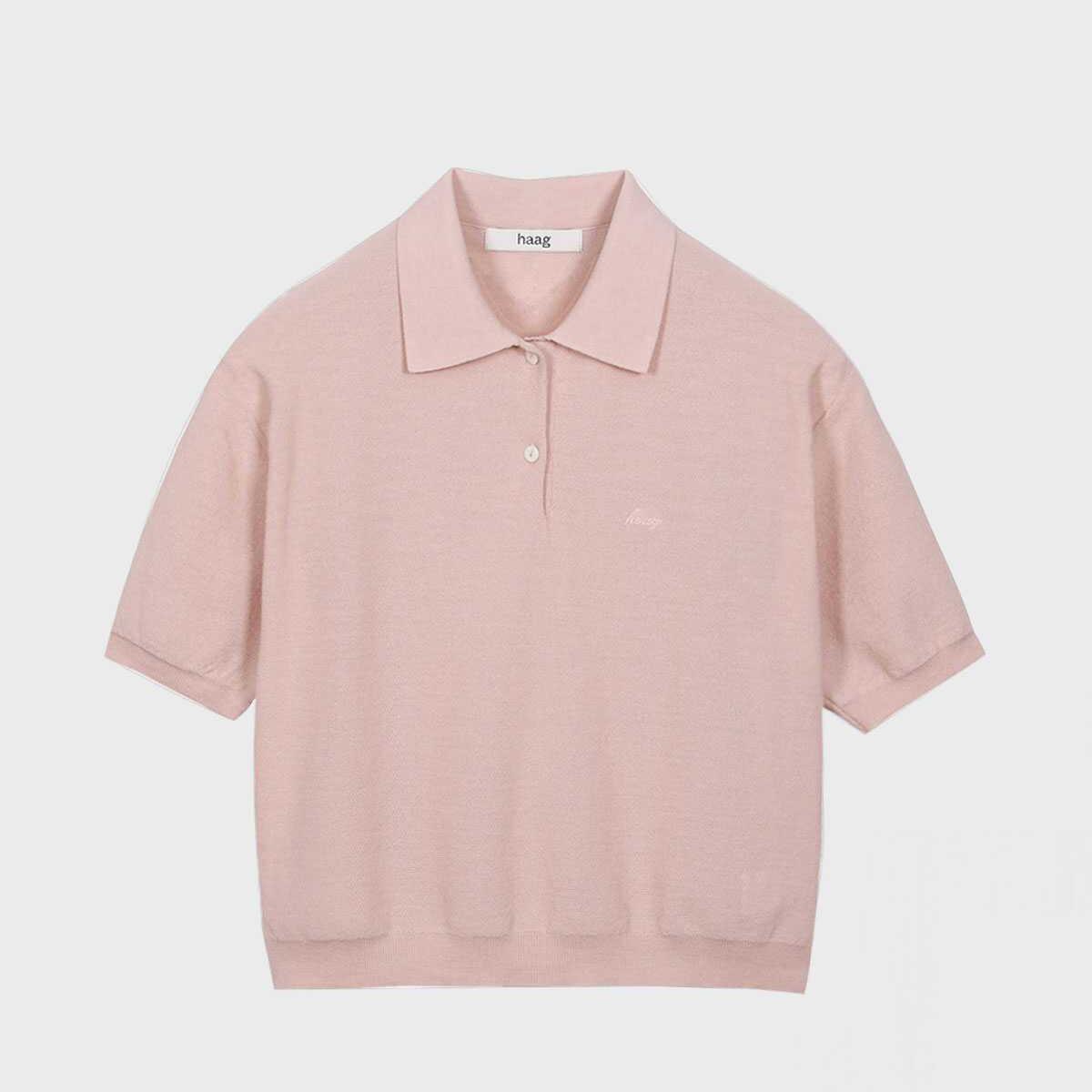 haag韩国正品女士珠地网眼针织衫