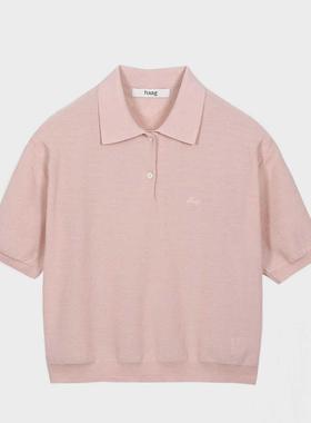 【haag直营】韩国正品女士方领珠地网眼POLO衫a box pique knit