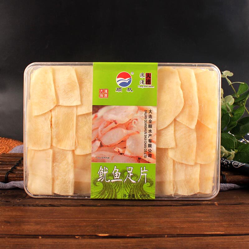 大连特产顺帆200g鱿鱼足片盒装礼品零食小吃即食鱿鱼须切片