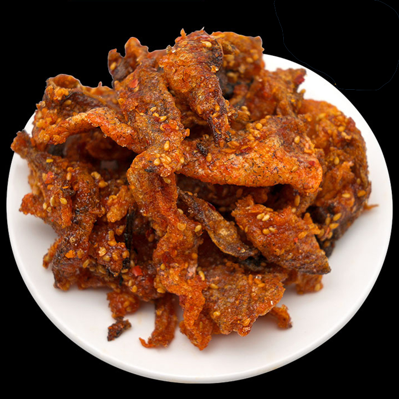 大连特产香脆鱼皮蜜汁甜辣鳕鱼干锅鱼皮海味小吃鱼皮即食海鲜零食