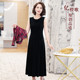 春秋冬中长款 无袖 背心裙打底裙大码 连衣裙圆领内搭丝绒女黑色外穿