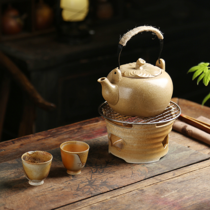冬日网红围炉煮茶套装家用室外庭院温茶全套煮茶壶电陶炉可用侧把