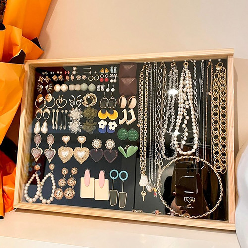 小红书同款防尘推拉门发光首饰盒